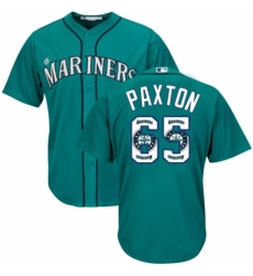 Men's Majestic Seattle Mariners #65 James Paxton Authentic Teal Green Team Logo Fashion Cool Base MLB Jersey