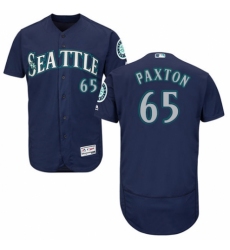 Men's Majestic Seattle Mariners #65 James Paxton Navy Blue Alternate Flex Base Authentic Collection MLB Jersey
