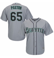 Youth Majestic Seattle Mariners #65 James Paxton Replica Grey Road Cool Base MLB Jersey