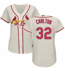 Women's Majestic St. Louis Cardinals #32 Steve Carlton Authentic Cream Alternate Cool Base MLB Jersey