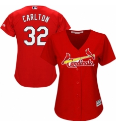 Women's Majestic St. Louis Cardinals #32 Steve Carlton Replica Red Alternate Cool Base MLB Jersey
