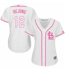 Women's Majestic St. Louis Cardinals #12 Paul DeJong Authentic White Fashion Cool Base MLB Jersey