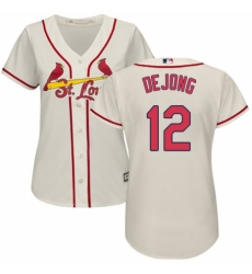 Women's Majestic St. Louis Cardinals #12 Paul DeJong Replica Cream Alternate Cool Base MLB Jersey