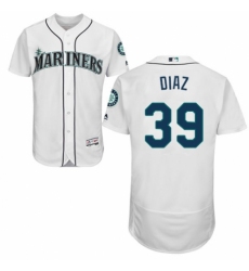 Men's Majestic Seattle Mariners #39 Edwin Diaz White Home Flex Base Authentic Collection MLB Jersey