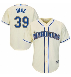 Youth Majestic Seattle Mariners #39 Edwin Diaz Authentic Cream Alternate Cool Base MLB Jersey