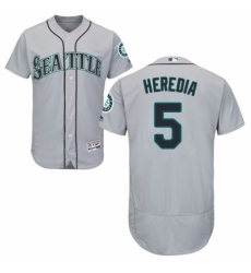 Men's Majestic Seattle Mariners #5 Guillermo Heredia Grey Road Flex Base Authentic Collection MLB Jersey