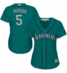 Women's Majestic Seattle Mariners #5 Guillermo Heredia Authentic Teal Green Alternate Cool Base MLB Jersey
