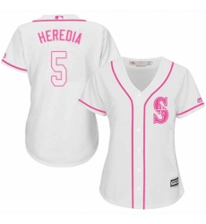 Women's Majestic Seattle Mariners #5 Guillermo Heredia Replica White Fashion Cool Base MLB Jersey