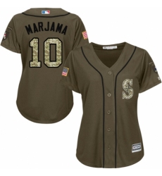 Women's Majestic Seattle Mariners #10 Mike Marjama Authentic Green Salute to Service MLB Jersey