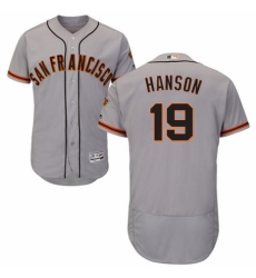 Men's Majestic San Francisco Giants #19 Alen Hanson Grey Road Flex Base Authentic Collection MLB Jersey