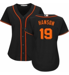 Women's Majestic San Francisco Giants #19 Alen Hanson Replica Black Alternate Cool Base MLB Jersey
