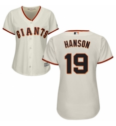 Women's Majestic San Francisco Giants #19 Alen Hanson Replica Cream Home Cool Base MLB Jersey