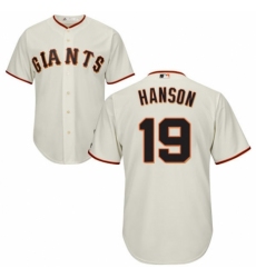 Youth Majestic San Francisco Giants #19 Alen Hanson Authentic Cream Home Cool Base MLB Jersey