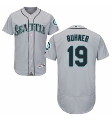 Men's Majestic Seattle Mariners #19 Jay Buhner Grey Road Flex Base Authentic Collection MLB Jersey