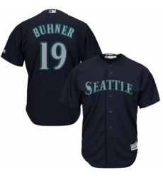 Youth Majestic Seattle Mariners #19 Jay Buhner Replica Navy Blue Alternate 2 Cool Base MLB Jersey