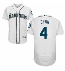Men's Majestic Seattle Mariners #4 Denard Span White Home Flex Base Authentic Collection MLB Jersey