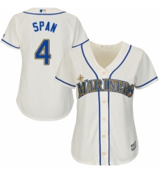 Women's Majestic Seattle Mariners #4 Denard Span Authentic Cream Alternate Cool Base MLB Jersey