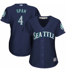 Women's Majestic Seattle Mariners #4 Denard Span Replica Navy Blue Alternate 2 Cool Base MLB Jersey