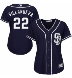 Women's Majestic San Diego Padres #22 Christian Villanueva Replica Navy Blue Alternate 1 Cool Base MLB Jersey