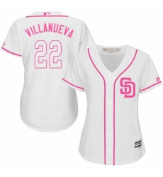 Women's Majestic San Diego Padres #22 Christian Villanueva Replica White Fashion Cool Base MLB Jersey