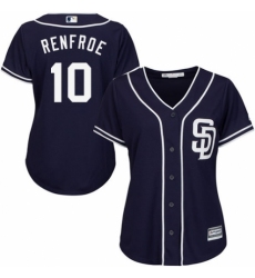 Women's Majestic San Diego Padres #10 Hunter Renfroe Replica Navy Blue Alternate 1 Cool Base MLB Jersey