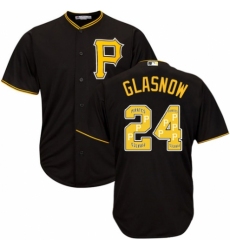 Men's Majestic Pittsburgh Pirates #24 Tyler Glasnow Authentic Black Team Logo Fashion Cool Base MLB Jersey