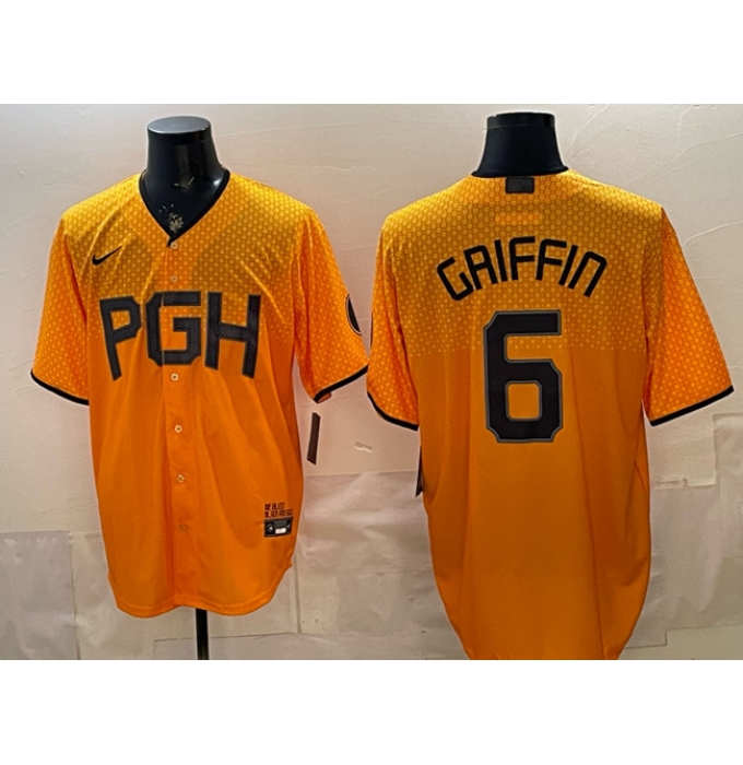 Men's Pittsburgh Pirates #6 Konnor Griffin Gold City Connect Stitched Jersey
