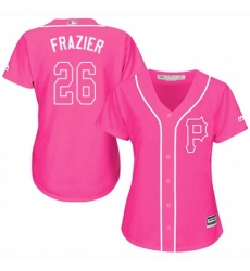 Women's Majestic Pittsburgh Pirates #26 Adam Frazier Authentic Pink Fashion Cool Base MLB Jersey