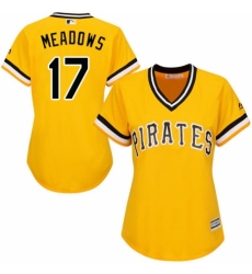 Women's Majestic Pittsburgh Pirates #17 Austin Meadows Authentic Gold Alternate Cool Base MLB Jersey