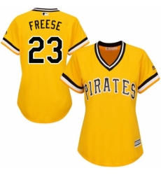 Women's Majestic Pittsburgh Pirates #23 David Freese Authentic Gold Alternate Cool Base MLB Jersey