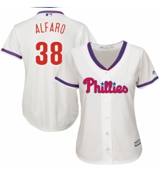 Women's Majestic Philadelphia Phillies #38 Jorge Alfaro Replica Cream Alternate Cool Base MLB Jersey