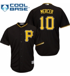 Youth Majestic Pittsburgh Pirates #10 Jordy Mercer Authentic Black Alternate Cool Base MLB Jersey