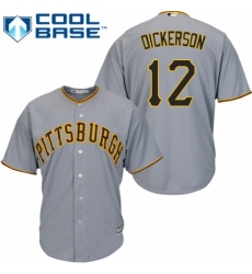 Youth Majestic Pittsburgh Pirates #12 Corey Dickerson Authentic Grey Road Cool Base MLB Jersey