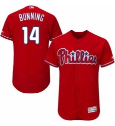 Men's Majestic Philadelphia Phillies #14 Jim Bunning Red Alternate Flex Base Authentic Collection MLB Jersey