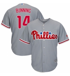 Youth Majestic Philadelphia Phillies #14 Jim Bunning Authentic Grey Road Cool Base MLB Jersey