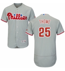 Men's Majestic Philadelphia Phillies #25 Jim Thome Grey Road Flex Base Authentic Collection MLB Jersey
