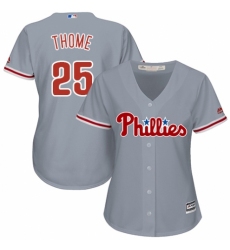 Women's Majestic Philadelphia Phillies #25 Jim Thome Authentic Grey Road Cool Base MLB Jersey