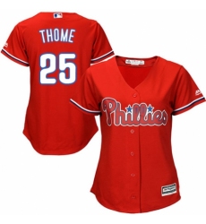 Women's Majestic Philadelphia Phillies #25 Jim Thome Authentic Red Alternate Cool Base MLB Jersey