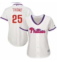 Women's Majestic Philadelphia Phillies #25 Jim Thome Replica Cream Alternate Cool Base MLB Jersey
