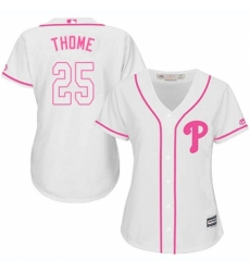 Women's Majestic Philadelphia Phillies #25 Jim Thome Replica White Fashion Cool Base MLB Jersey