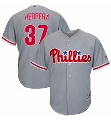 Men's Majestic Philadelphia Phillies #37 Odubel Herrera Replica Grey Road Cool Base MLB Jersey