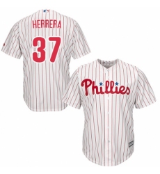 Men's Majestic Philadelphia Phillies #37 Odubel Herrera Replica White/Red Strip Home Cool Base MLB Jersey