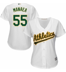 Women's Majestic Oakland Athletics #55 Sean Manaea Replica White Home Cool Base MLB Jersey