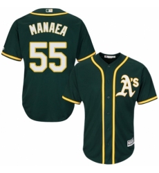 Youth Majestic Oakland Athletics #55 Sean Manaea Authentic Green Alternate 1 Cool Base MLB Jersey