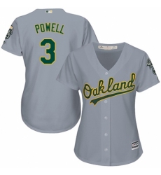 Women's Majestic Oakland Athletics #3 Boog Powell Authentic Grey Road Cool Base MLB Jersey