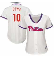 Women's Majestic Philadelphia Phillies #10 Larry Bowa Authentic Cream Alternate Cool Base MLB Jersey