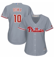 Women's Majestic Philadelphia Phillies #10 Larry Bowa Authentic Grey Road Cool Base MLB Jersey