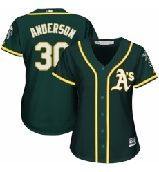 Women's Majestic Oakland Athletics #30 Brett Anderson Replica Green Alternate 1 Cool Base MLB Jersey