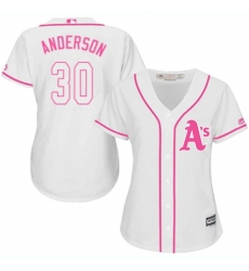 Women's Majestic Oakland Athletics #30 Brett Anderson Replica White Fashion Cool Base MLB Jersey