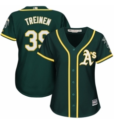 Women's Majestic Oakland Athletics #39 Blake Treinen Replica Green Alternate 1 Cool Base MLB Jersey